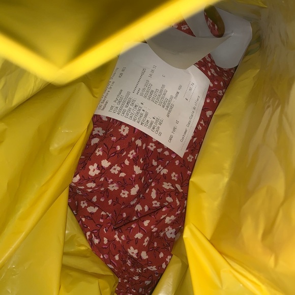 Red Floral Neck Piece Ruched Dress - Picture 7 of 7